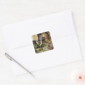 Rode en Witte Wijn Glazen Druiven Vat Vierkante Sticker (Envelop)