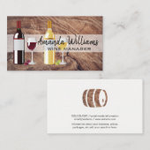 Rode en witte wijn | Houten achtergrond Visitekaartje (Voorkant / Achterkant)