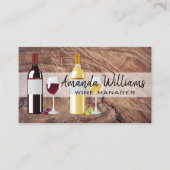 Rode en witte wijn | Houten achtergrond Visitekaartje (Voorkant)