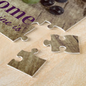 Rode en Witte Wijnglazen Druiven Vat Rustic Legpuzzel (Zijkant)