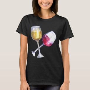Rode en witte wijnglazen t-shirt