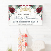 Rode en Witte Winter Bloemen Verjaardag Spandoek (Insitu)