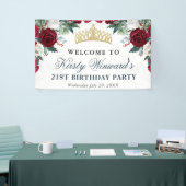 Rode en Witte Winter Bloemen Verjaardag Spandoek (Beurs)