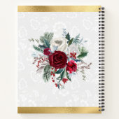 Rode en witte winterbloemen gastenboek notitieboek (Achterkant)