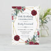 Rode en witte winterbloemen Lijst 50ste verjaardag Kaart (Staand voorkant)