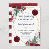 Rode en witte winterbloemen Lijst 50ste verjaardag Kaart (Voorkant / Achterkant)