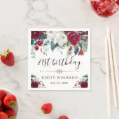 Rode en witte winterbloemen verjaardag servet (Insitu)