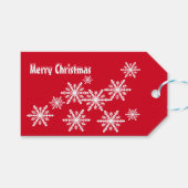 Rode en witte wintersneeuwvlokken cadeaulabel (Voorkant (Horizontaal))
