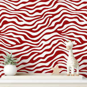 Rode en Witte Zebra Streep Behang