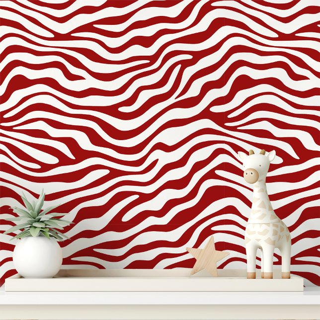 Rode en Witte Zebra Streep Behang (Creator heeft geüpload)