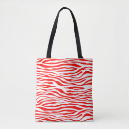 Rode en Witte Zebra Tote Bag