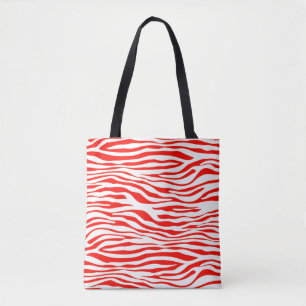 Rode en Witte Zebra Tote Bag