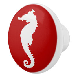 Rode en Witte Zeepaard Kust Nautilus Varende Keramische Knop
