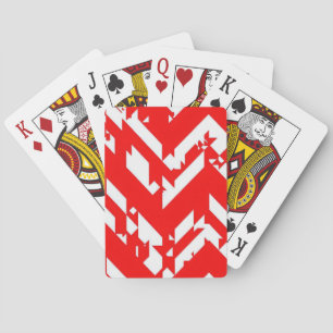 Rode en witte zigzagpatronen pokerkaarten