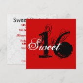 Rode en witte  zoete zestien uitnodigingen (Voorkant / Achterkant)