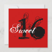 Rode en witte  zoete zestien uitnodigingen (Voorkant)