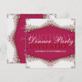 rode en witte zolder Birthday Dinner Party Kaart (Voorkant / Achterkant)