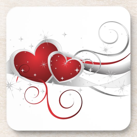 Rode en witte zweetharten onderzetter (Voorkant)