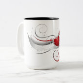 Rode en witte zweetharten tweekleurige koffiemok (Voorkant links)