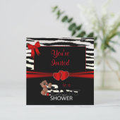 Rode en Zebrastrips voor een Baby shower Kaart (Staand voorkant)