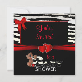 Rode en Zebrastrips voor een Baby shower Kaart