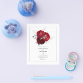 Rode en Zilveren Bloemen Bruiloft Flyer (Enkel)