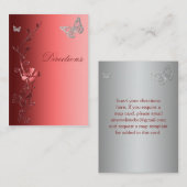 Rode en Zilveren Bloemen Vlinders Routebeschrijvin Informatiekaartje (Voorkant / Achterkant)