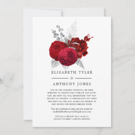 Rode en Zilveren Bloemenbruiloft Verminderde Gaste Aankondiging