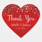 Rode en Zilveren Confetti Stippen - Hart Hart Sticker (Voorkant)