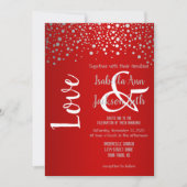 Rode en zilveren Confetti Stippen Kaart (Voorkant)