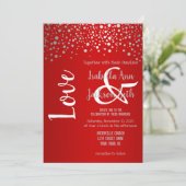 Rode en zilveren Confetti Stippen Kaart (Staand voorkant)
