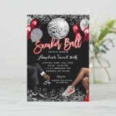 Rode en Zilveren Disco Sneaker Ball Verjaardag Kaart (Staand voorkant)