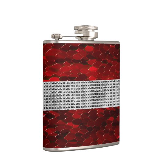 Rode en zilveren elegante tas vinyl omwikkelde fle heupfles (Rechts)