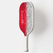 Rode en zilveren glinsterende glamour script naam pickleball paddle (Links)