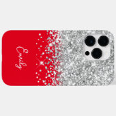 Rode en zilveren glitter glamour Case-Mate iPhone case (Achterkant (horizontaal))