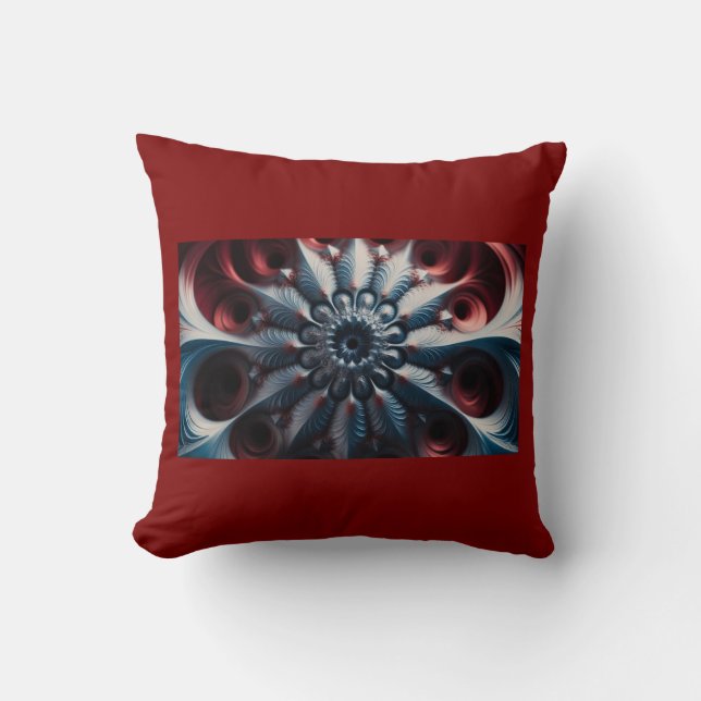 Rode En Zilveren Juliabrot Fractal Kussen (Voorkant)