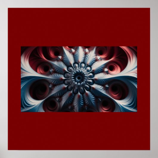 Rode En Zilveren Juliabrot Fractal Poster (Voorkant)