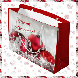 Rode en zilveren kerst groot cadeauzakje