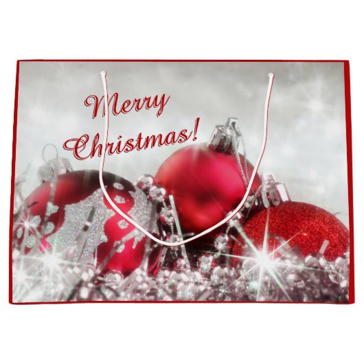 Rode en zilveren kerst groot cadeauzakje (Voorkant)