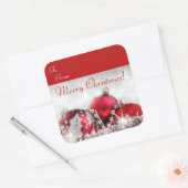 Rode en zilveren kerst vierkante sticker (Envelop)