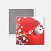 Rode en zilveren kerstornament Magnet (Voorkant / Achterkant)