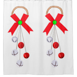 Rode en Zilveren Kerstversieringen Douchegordijn