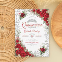 Rode en Zilveren Quinceañera Rode Rozen