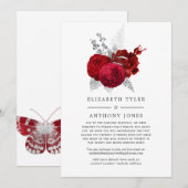 Rode en zilveren  Roos Verlaagde gastenlijst Aankondiging (Voorkant / Achterkant)