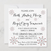 Rode en Zilveren Sneeuwvlok Huwelijksuitnodiging Kaart (Achterkant)