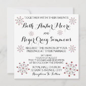 Rode en Zilveren Sneeuwvlok Huwelijksuitnodiging Kaart (Voorkant)