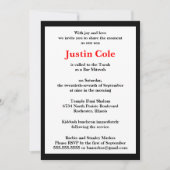 Rode en zilveren strepen op Black Bar Mitswa Kaart (Voorkant)