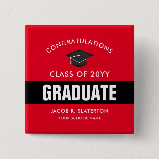Rode en zwarte Afstuderen persoonlijke Button (Voorkant)