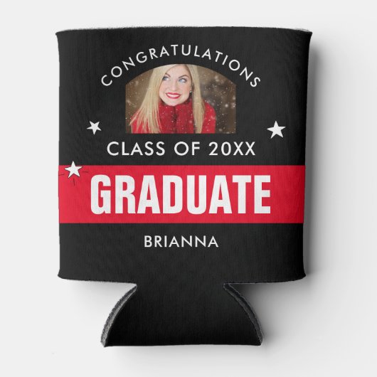 Rode en zwarte Afstuderen - Persoonlijke foto Blikjeskoeler (Voorkant)