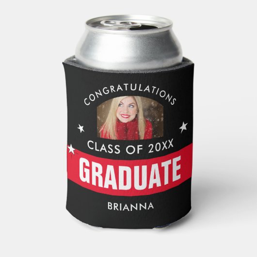 Rode en zwarte Afstuderen - Persoonlijke foto Blikjeskoeler (Blikje Achterkant)